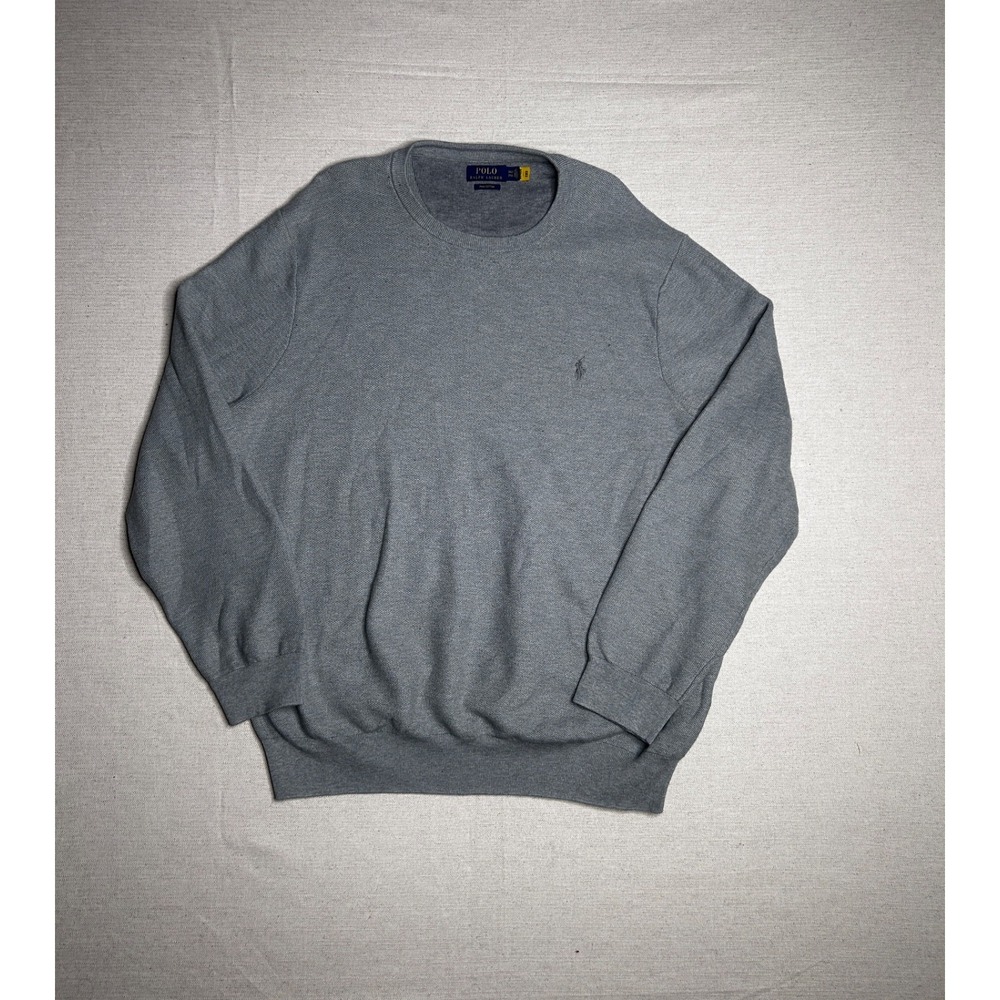 Polo Ralph Lauren Men's 3XLT Pima Cotton Sweater Gray Crew Neck Classic Pony Log